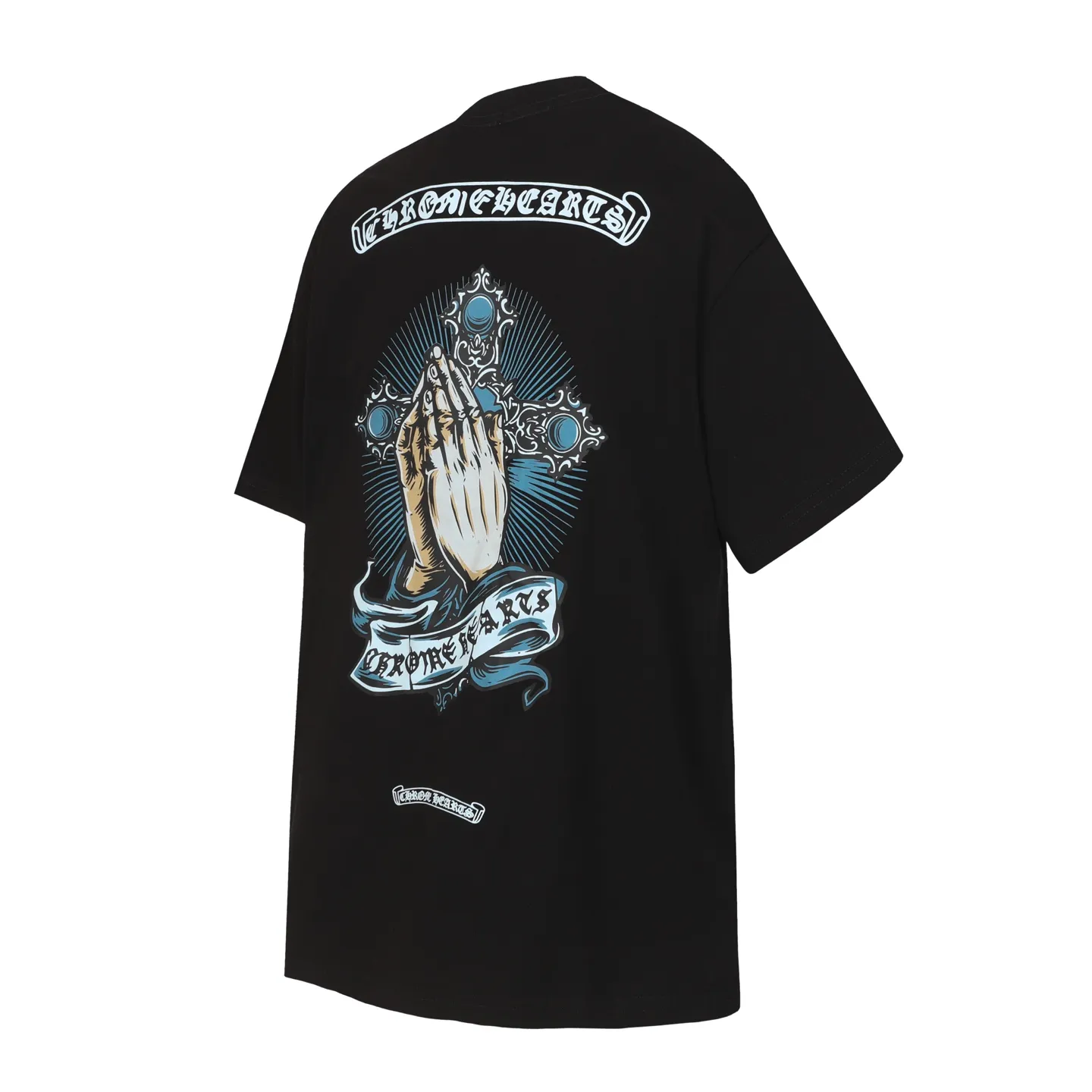 P150 -Chrome Hearts/Chrome Heart Devil's Hand Cross Letter Printed Short Sleeve T-shirt -High weight, high density and high quality. The wool is soft, delicate and skin-friendly. It feels soft and silky. It has excellent warmth and skin-friendly properties.